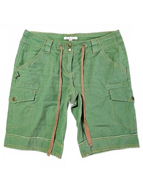 CAbi Pants - CAbi Women's Cargo Shorts Size 8 Green Cotton Utility Drawstring Waist Gorp Hike
